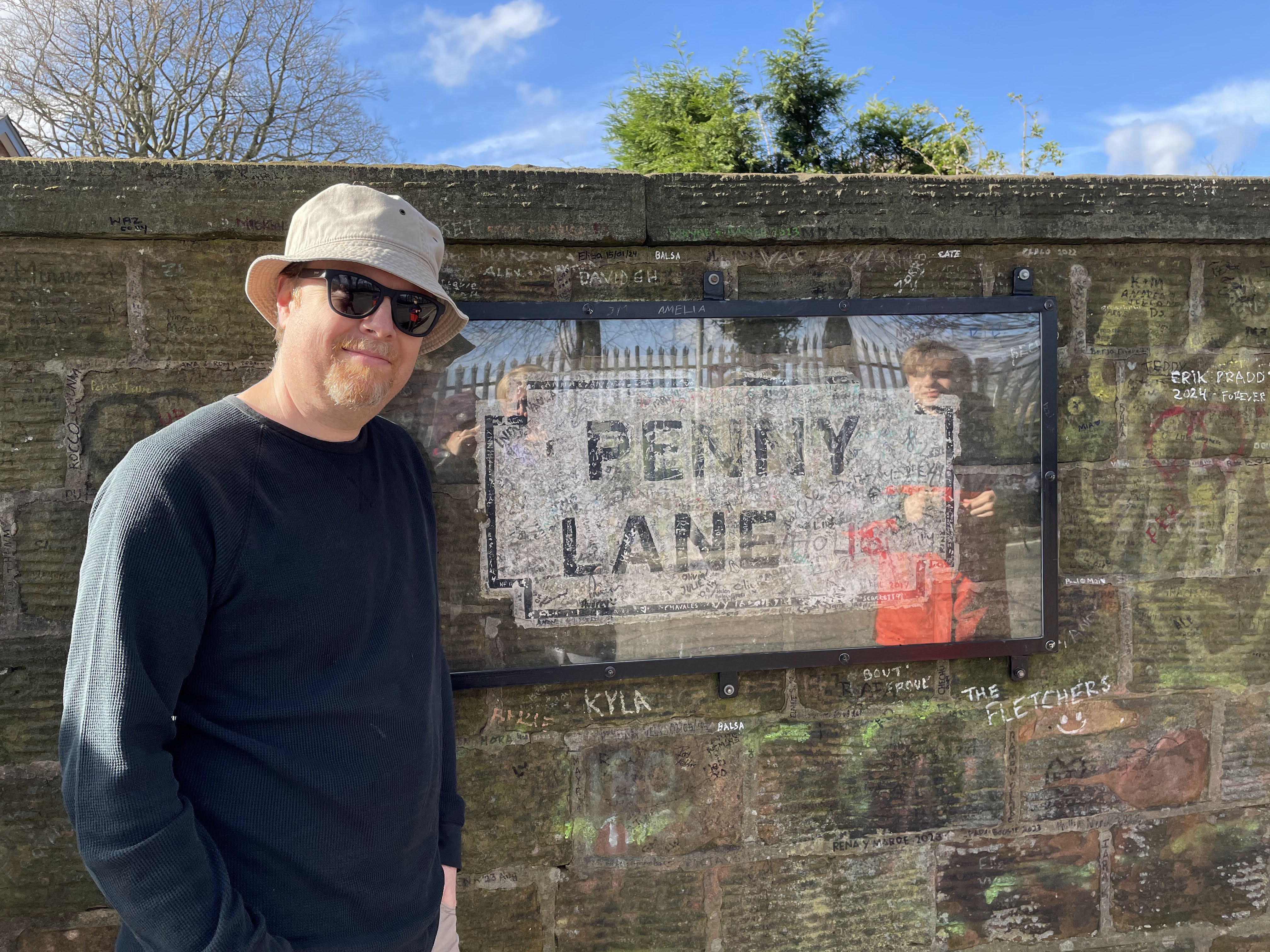 Mr. David at Penny Lane, Liverpool